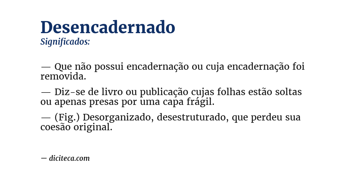 Significado de desencadernado