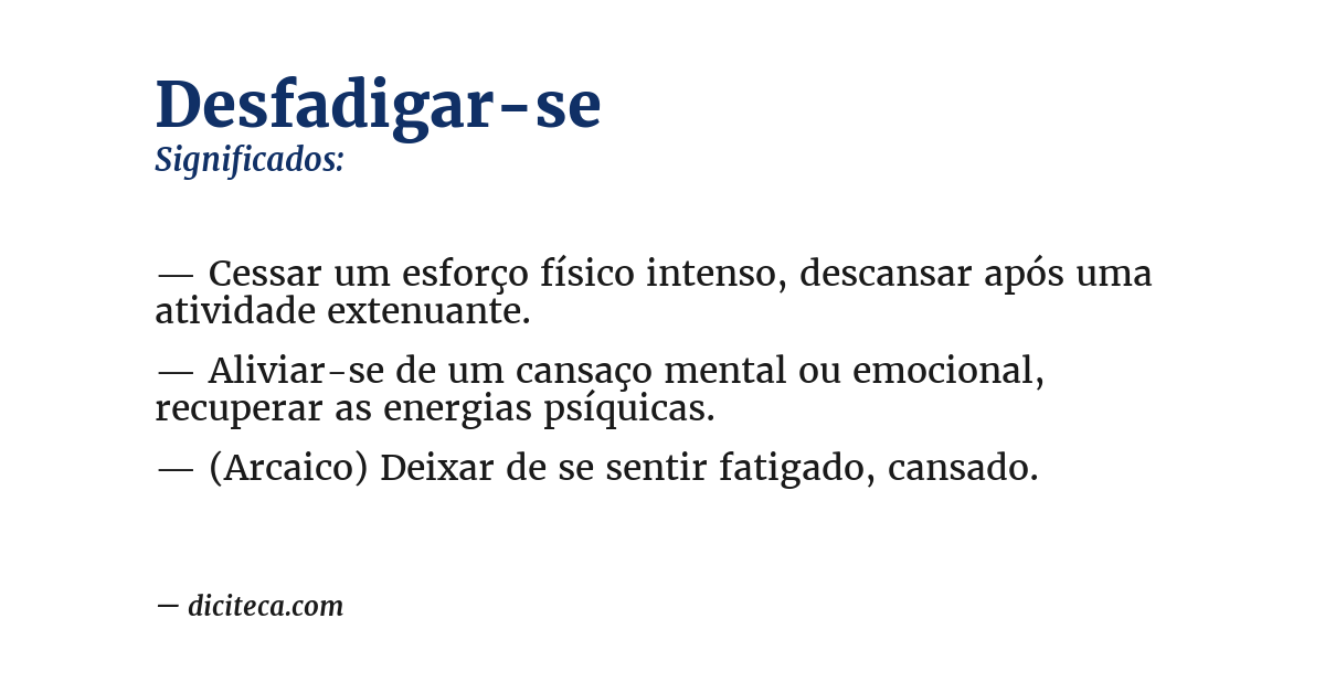 Significado de desfadigar-se