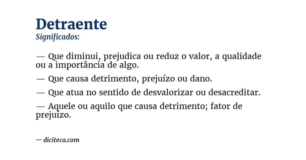 Significado de detraente