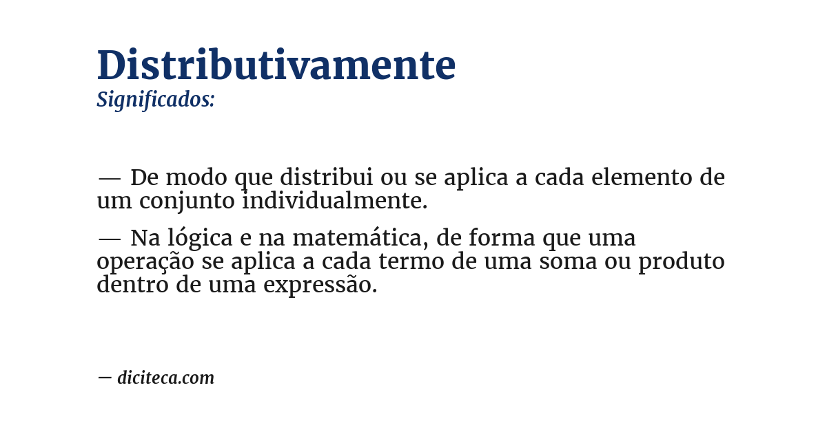 Significado de distributivamente