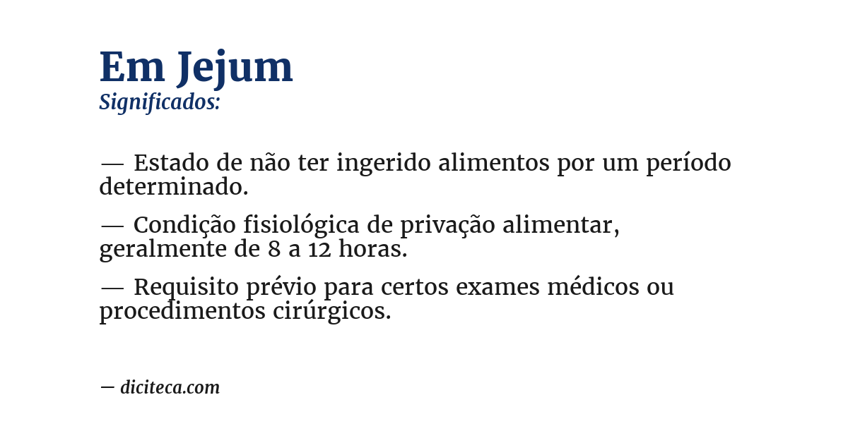 Significado de em jejum