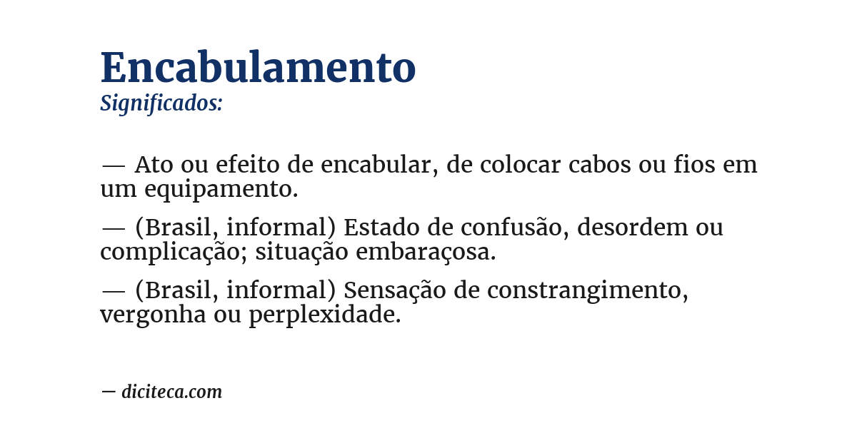 Significado de encabulamento