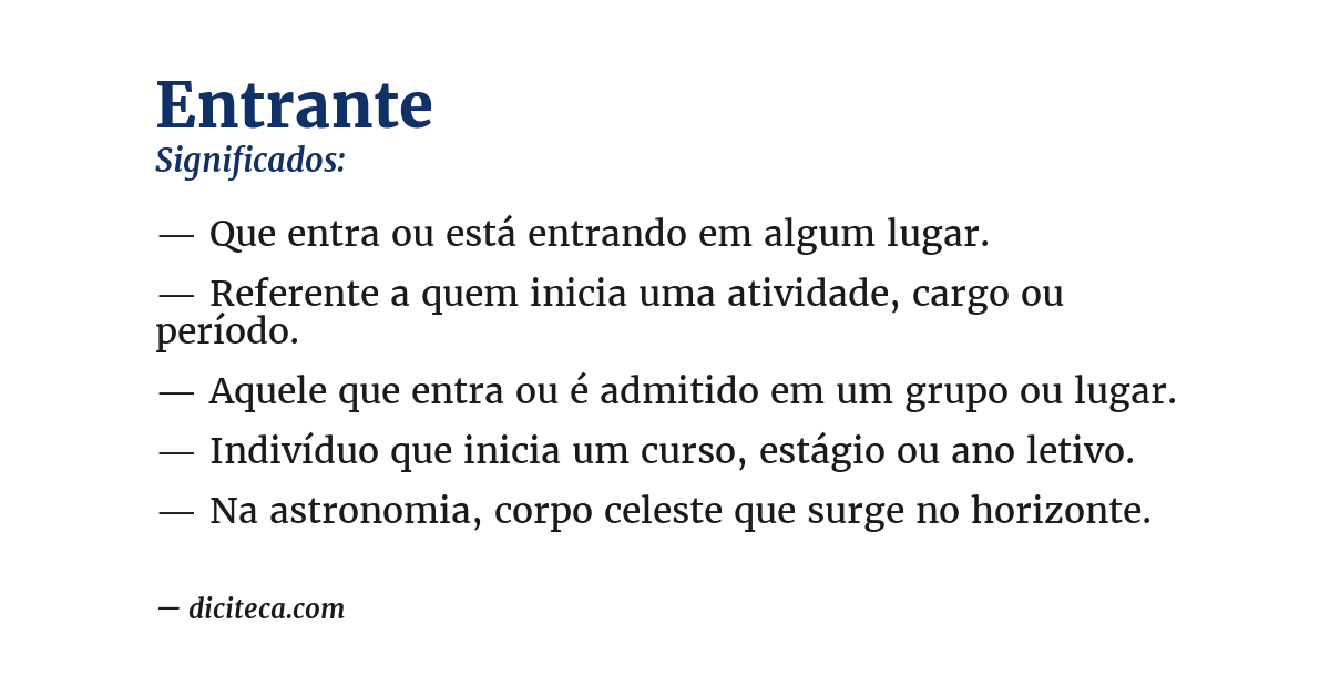 Significado de entrante
