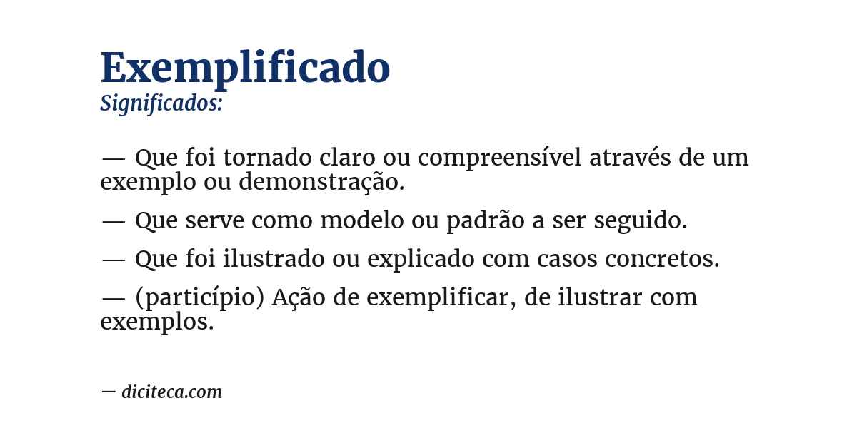 Significado de exemplificado