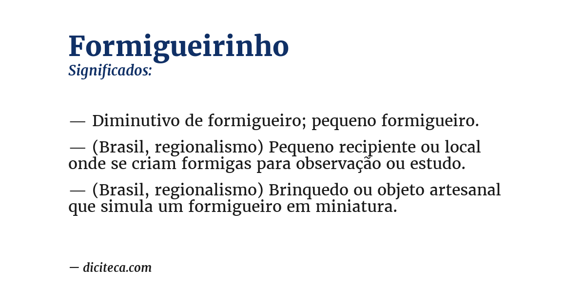 Significado de formigueirinho