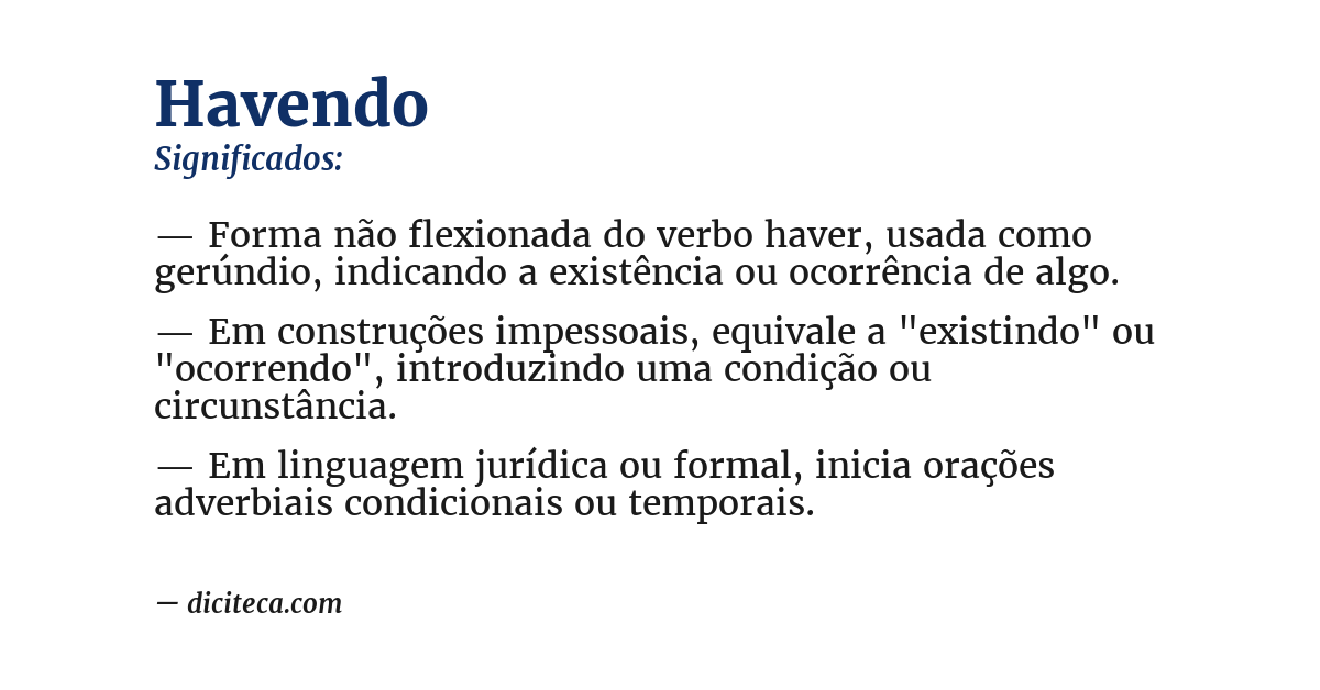 Significado de havendo