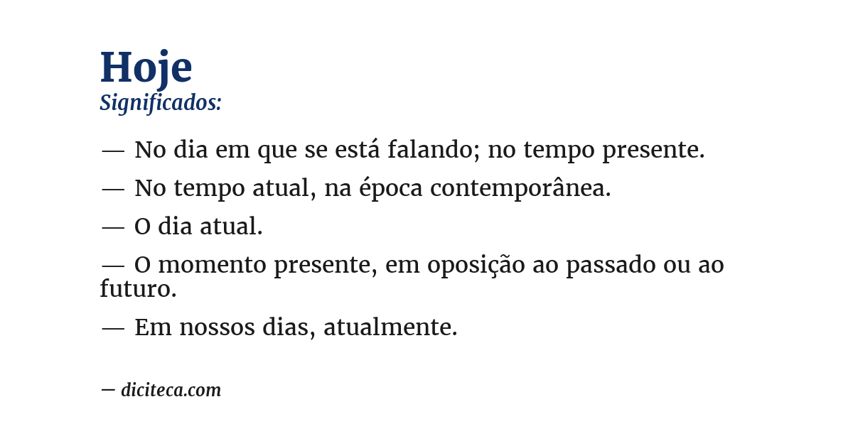 Significado de hoje