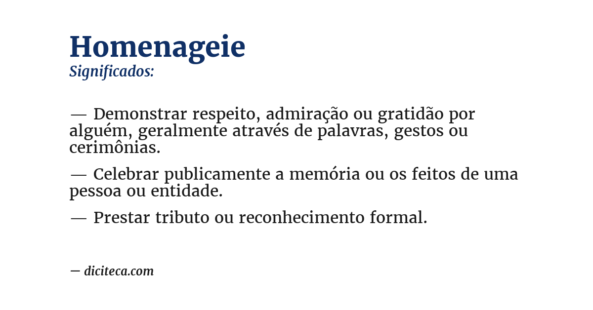 Significado de homenageie