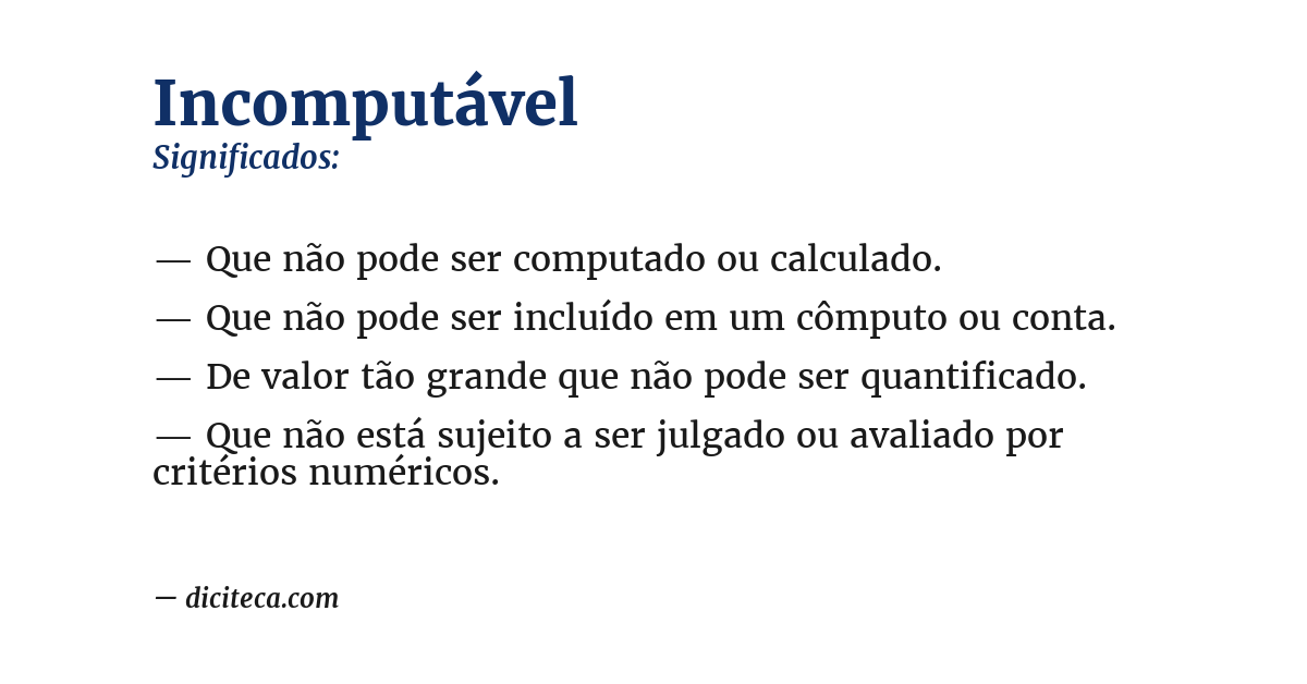 Significado de incomputável