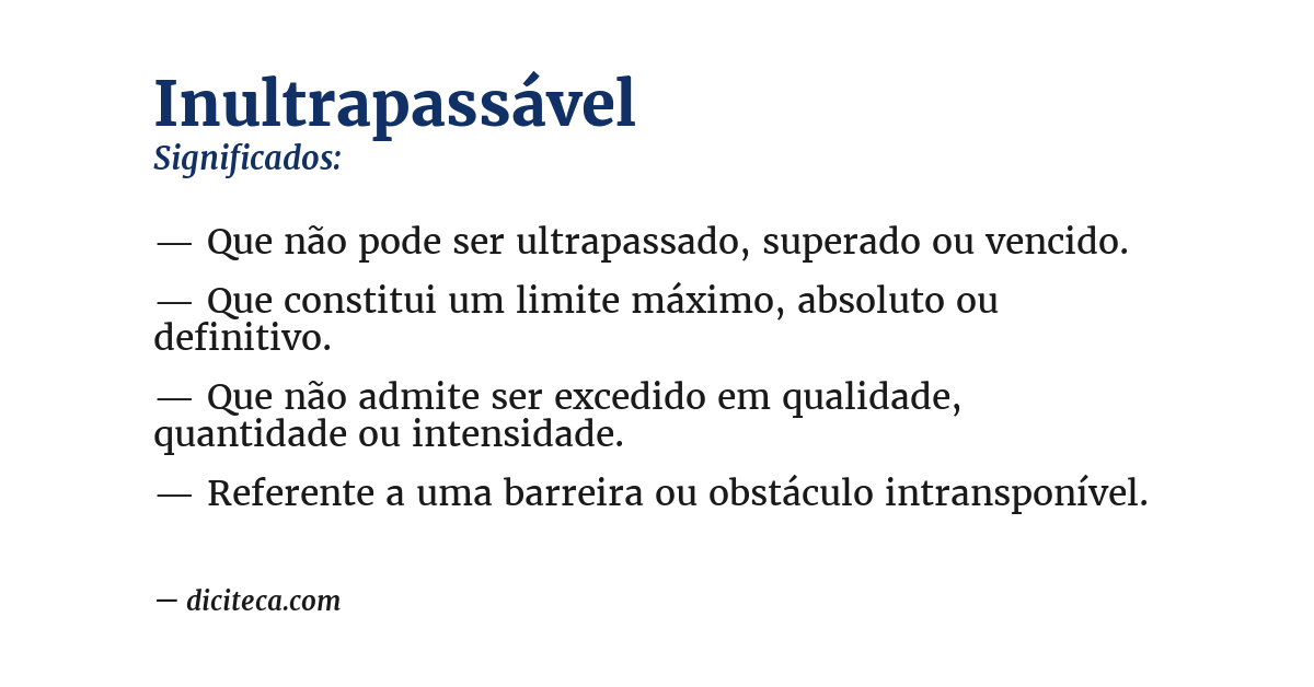 Significado de inultrapassável