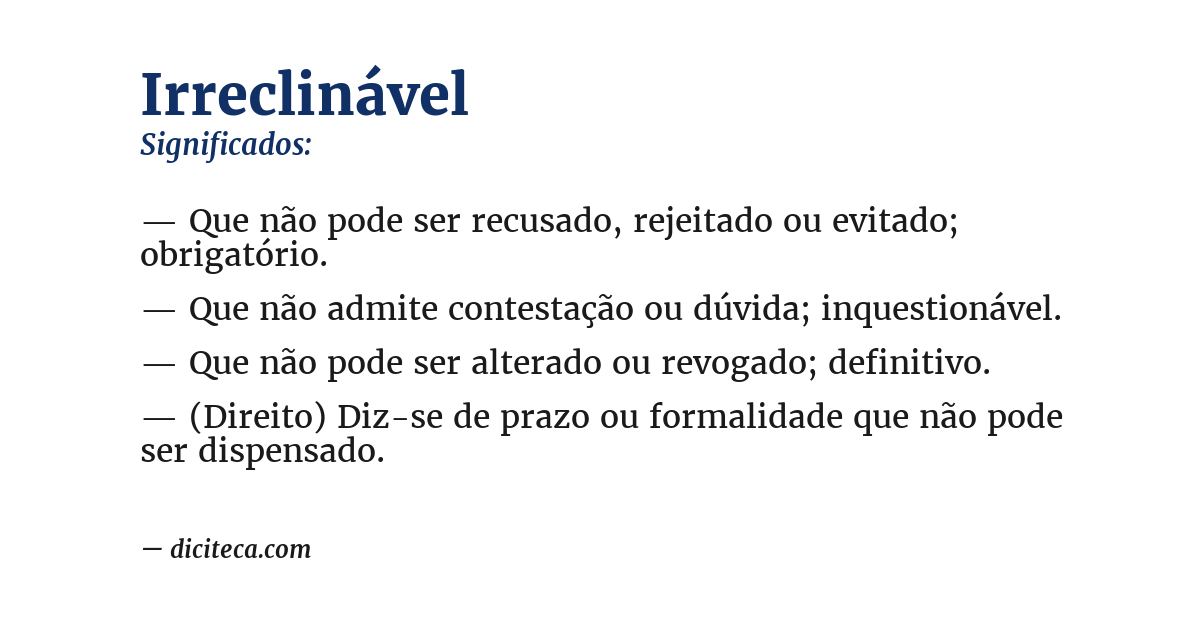 Significado de irreclinável
