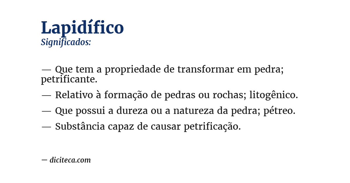 Significado de lapidífico