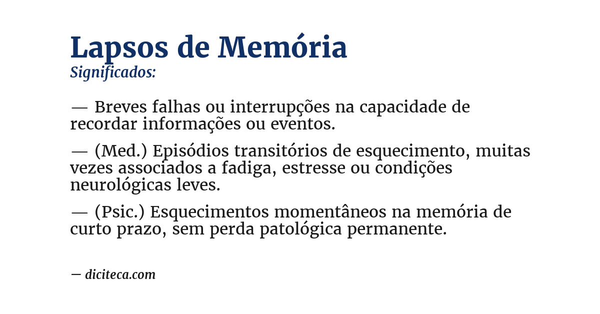 Significado de lapsos de memória