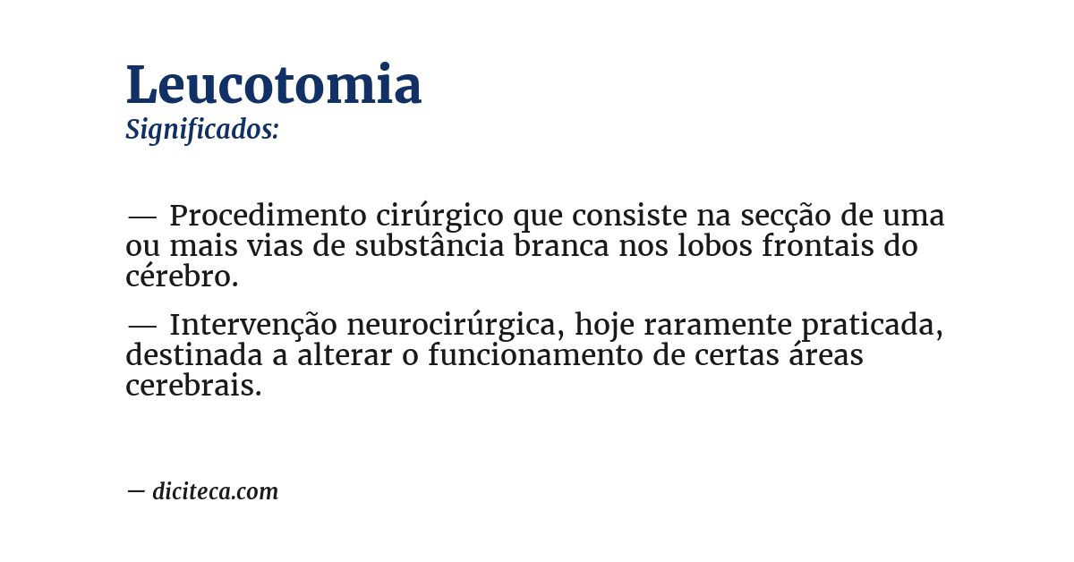 Significado de leucotomia