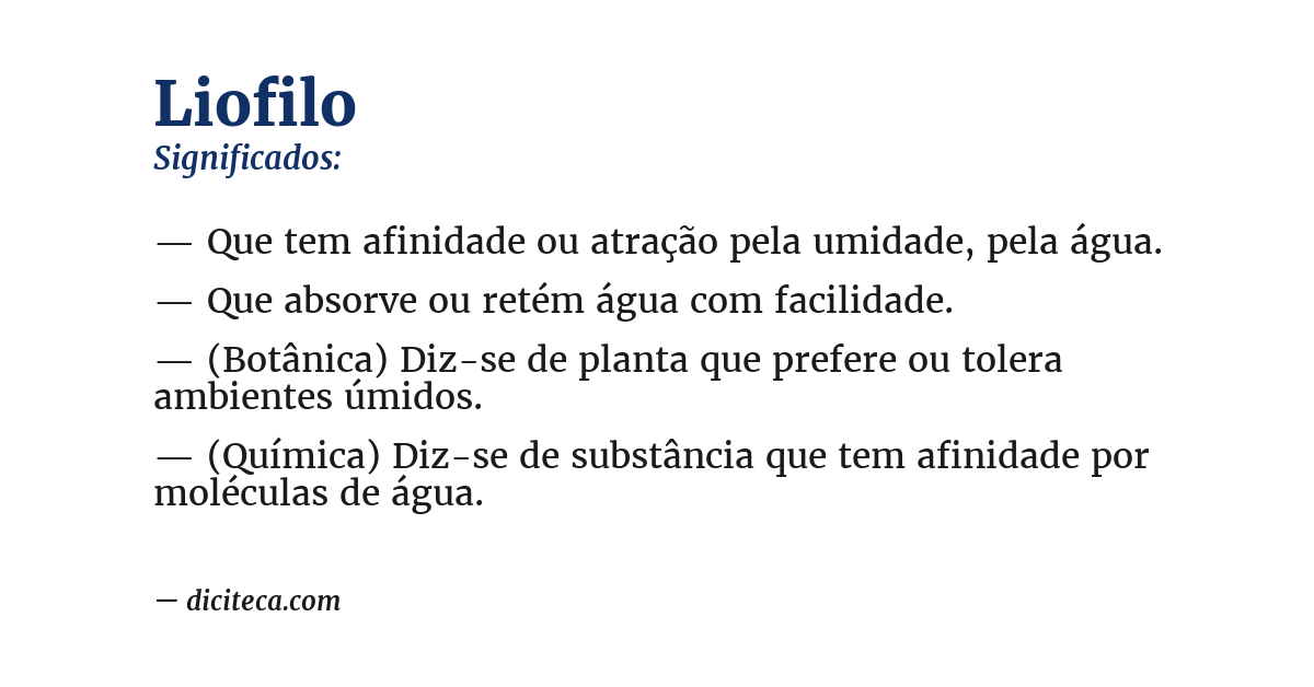Significado de liofilo