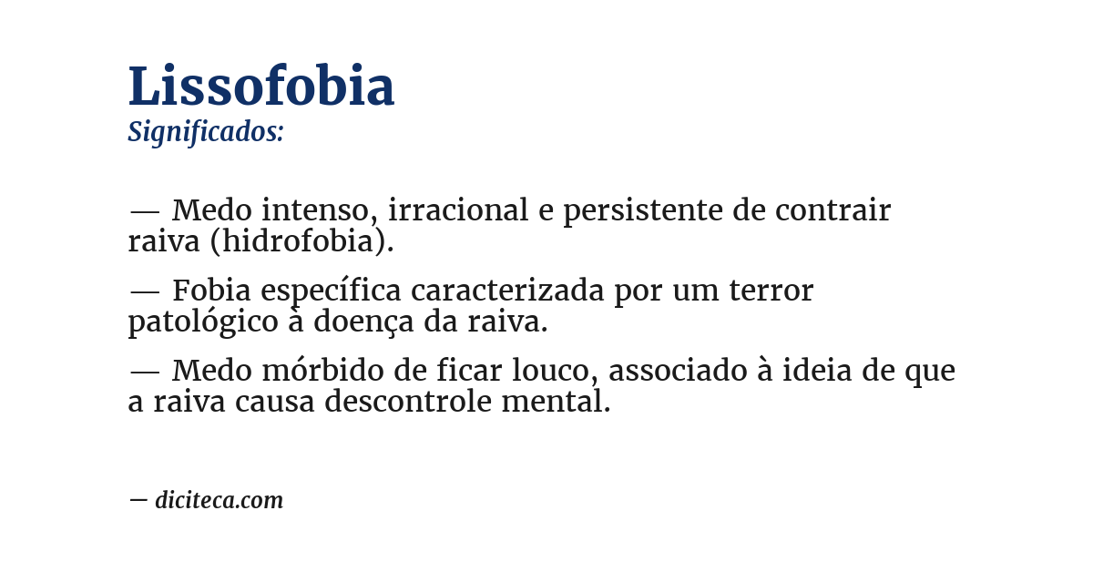 Significado de lissofobia