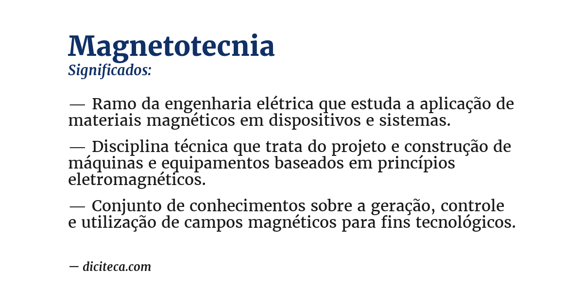 Significado de magnetotecnia
