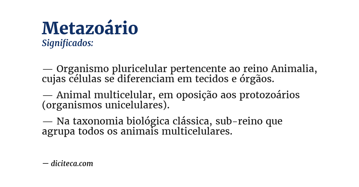 Significado de metazoário