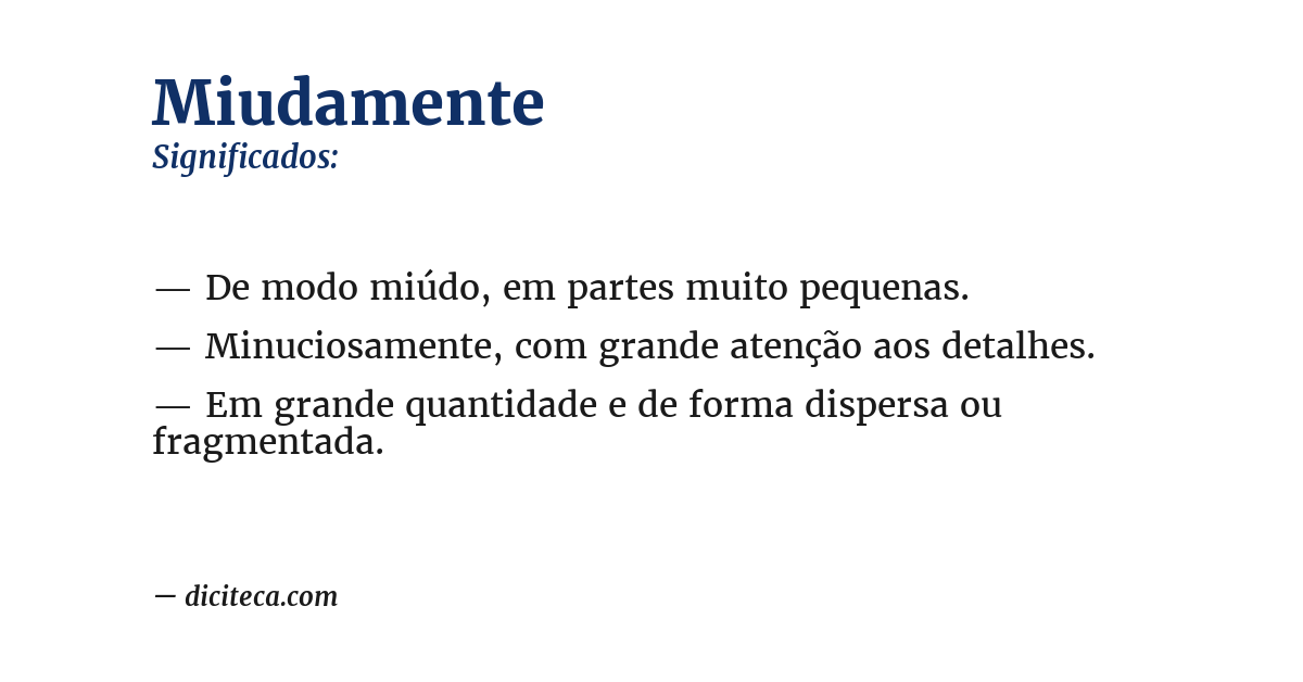 Significado de miudamente