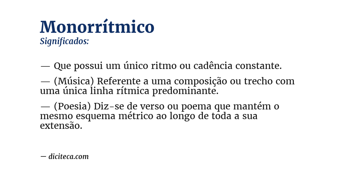 Significado de monorrítmico
