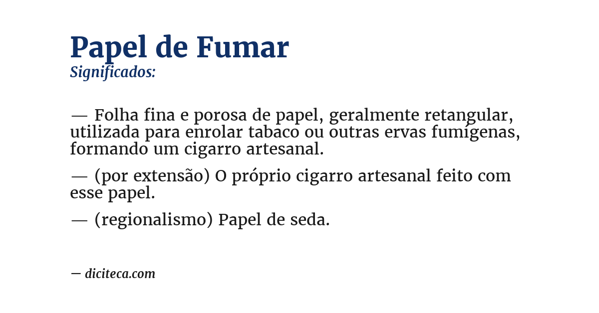 Significado de papel de fumar