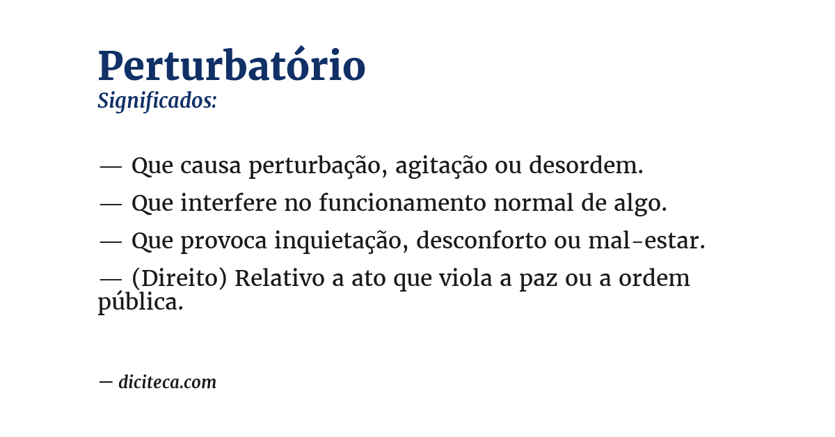 Significado de perturbatório