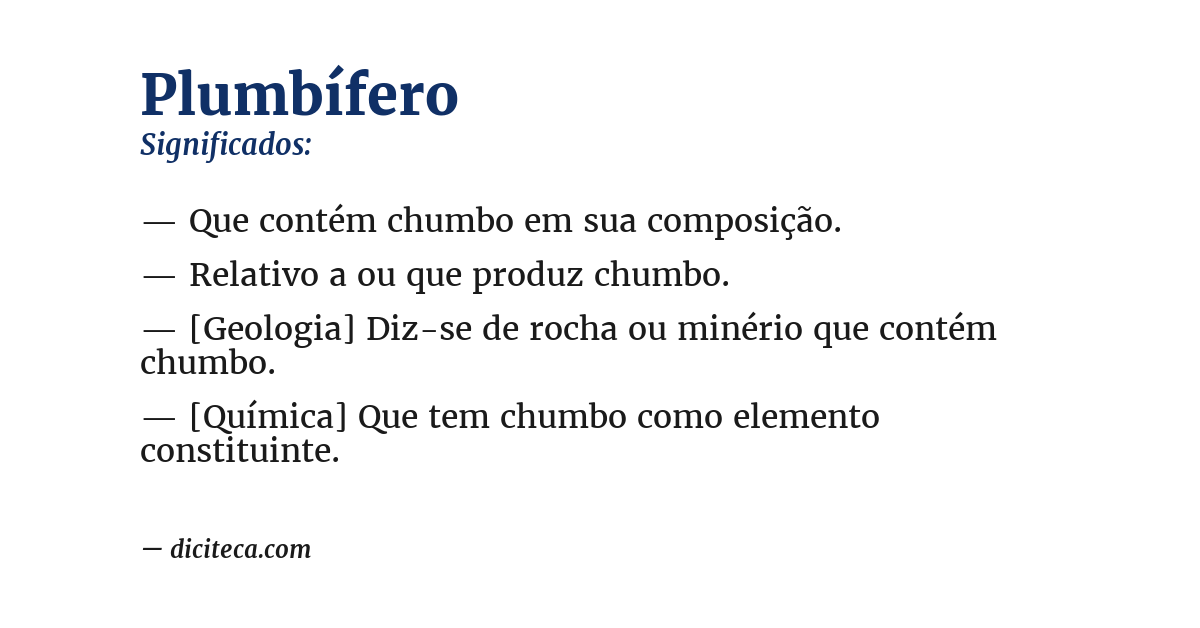 Significado de plumbífero