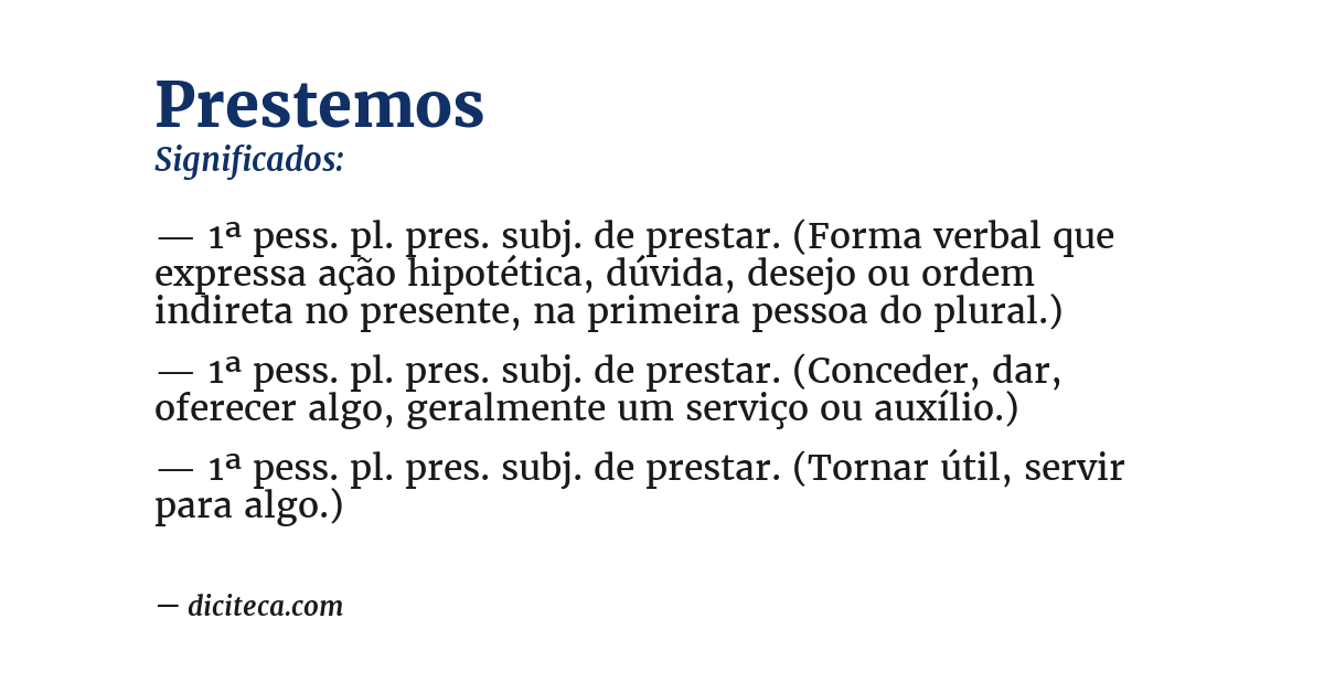 Significado de prestemos