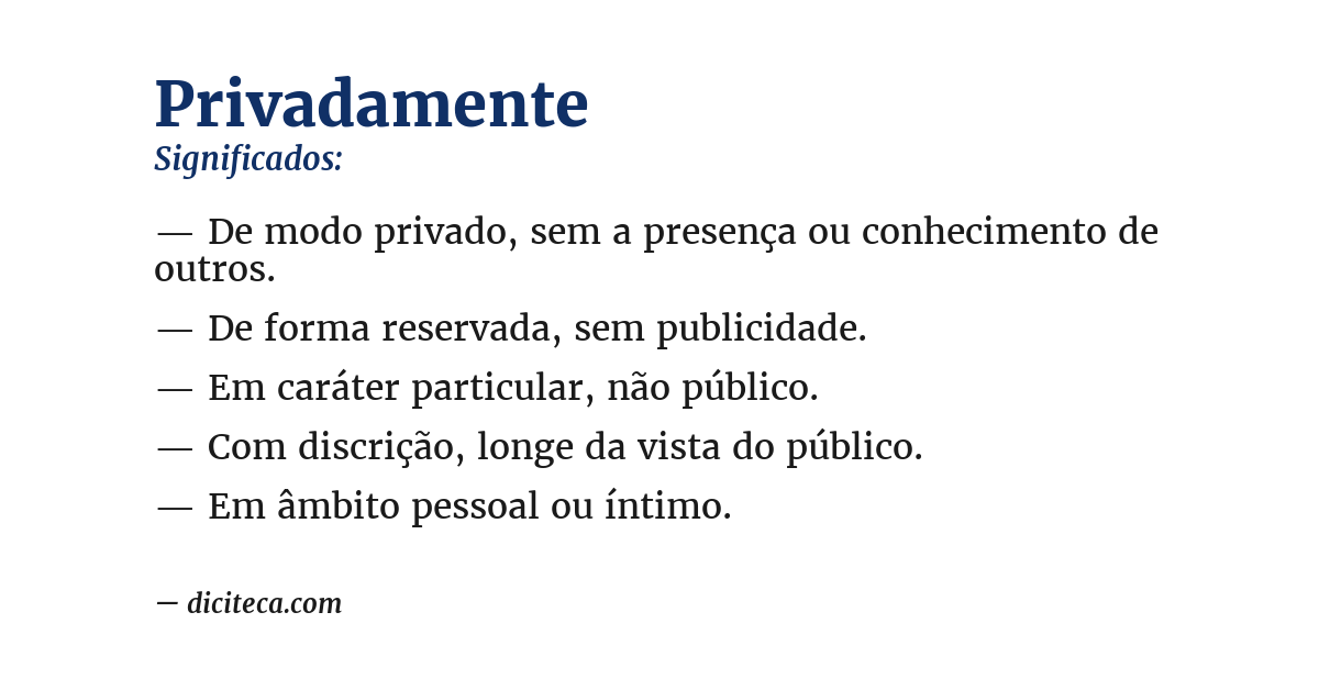 Significado de privadamente