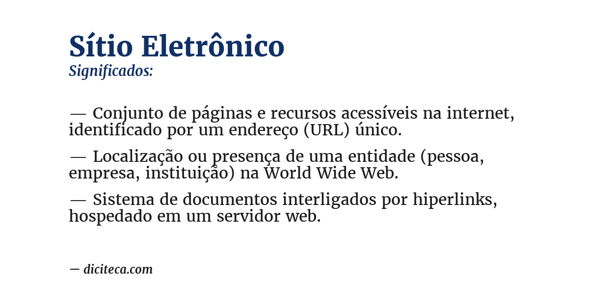 Significado de sítio eletrônico