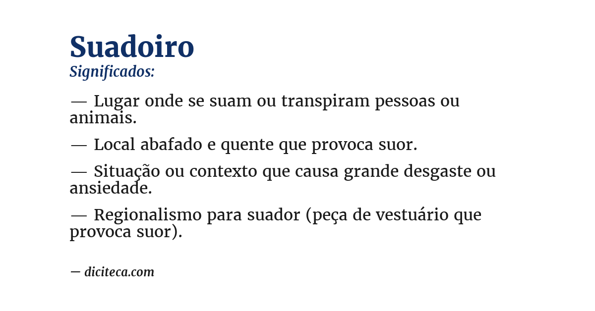 Significado de suadoiro