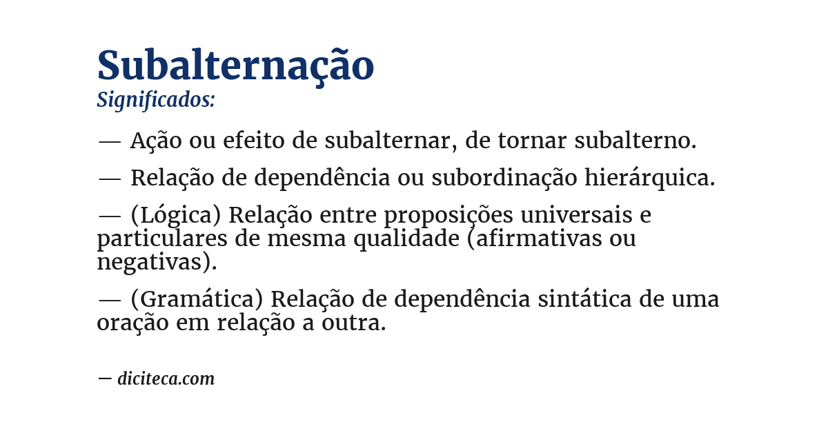 Significado de subalternação