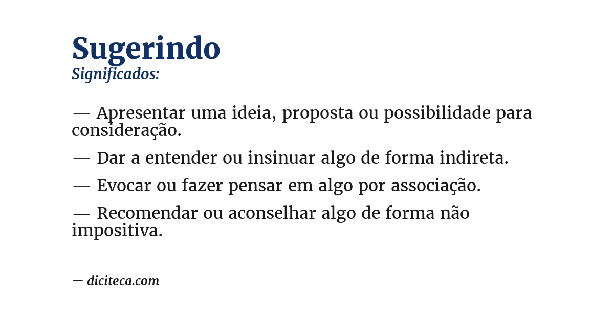 Significado de sugerindo