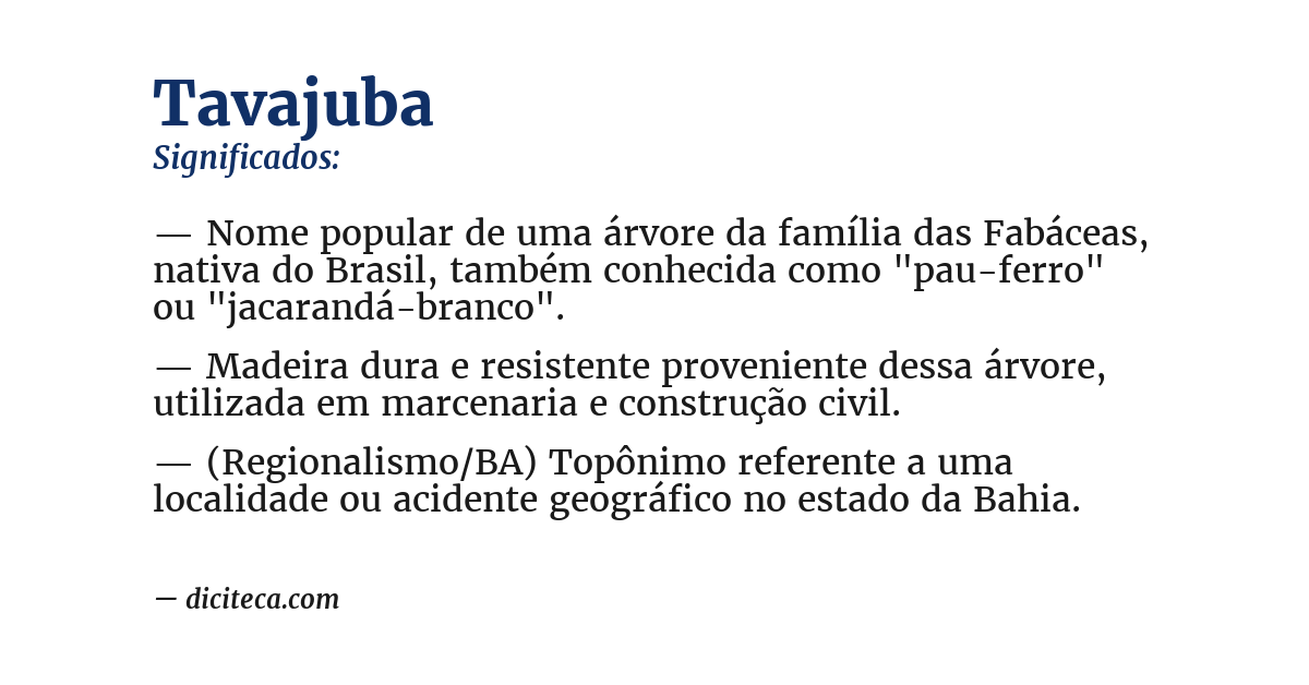 Significado de tavajuba