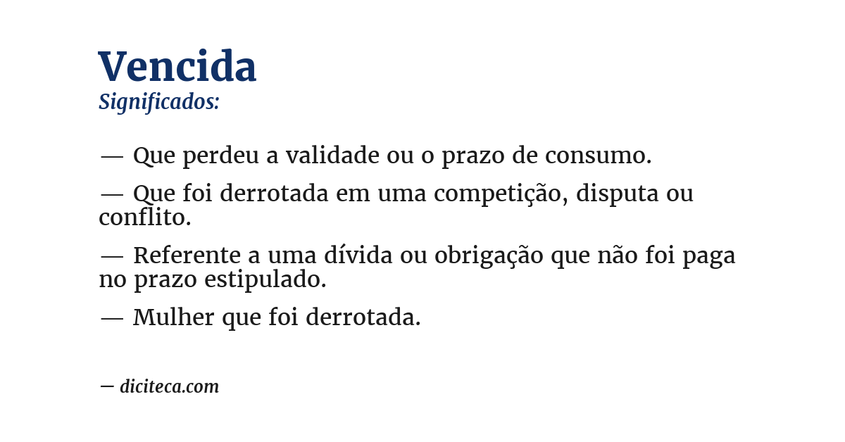 Significado de vencida