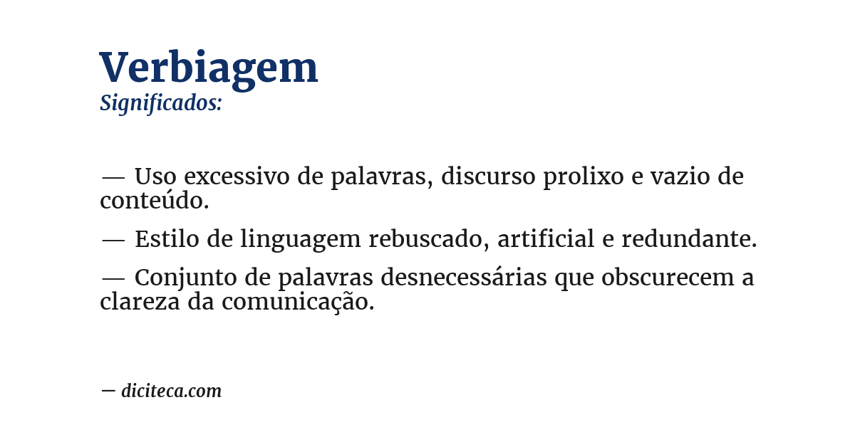 Significado de verbiagem