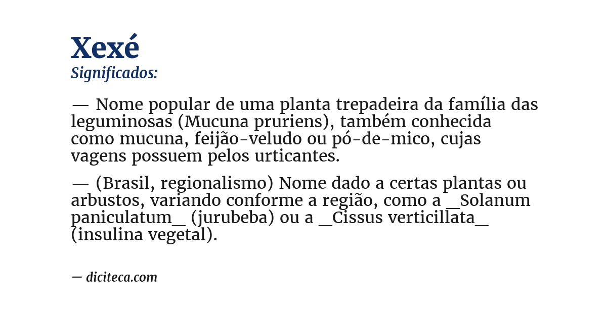 Significado de xexé