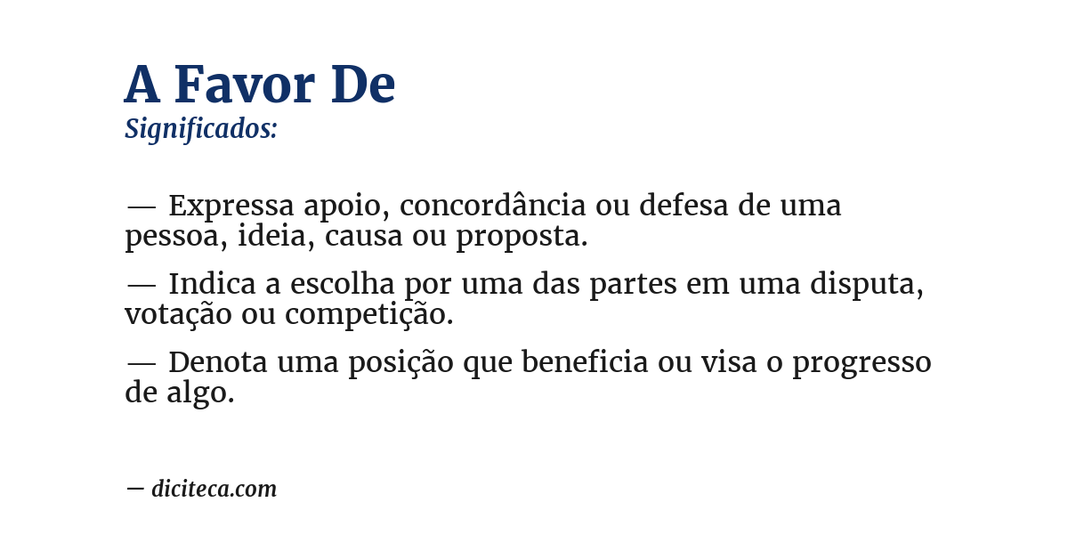 Significado de a favor de