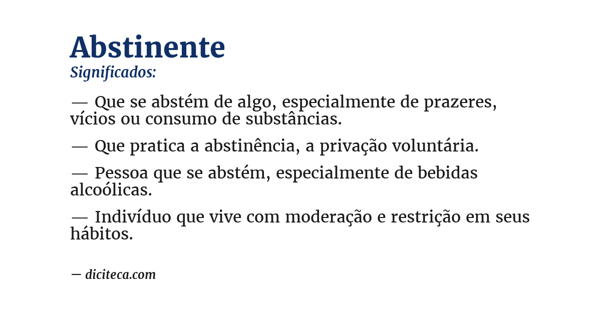 Significado de abstinente
