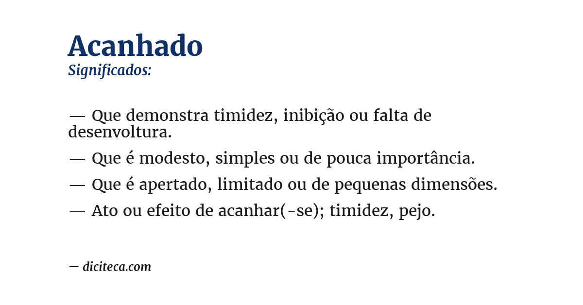 Significado de acanhado