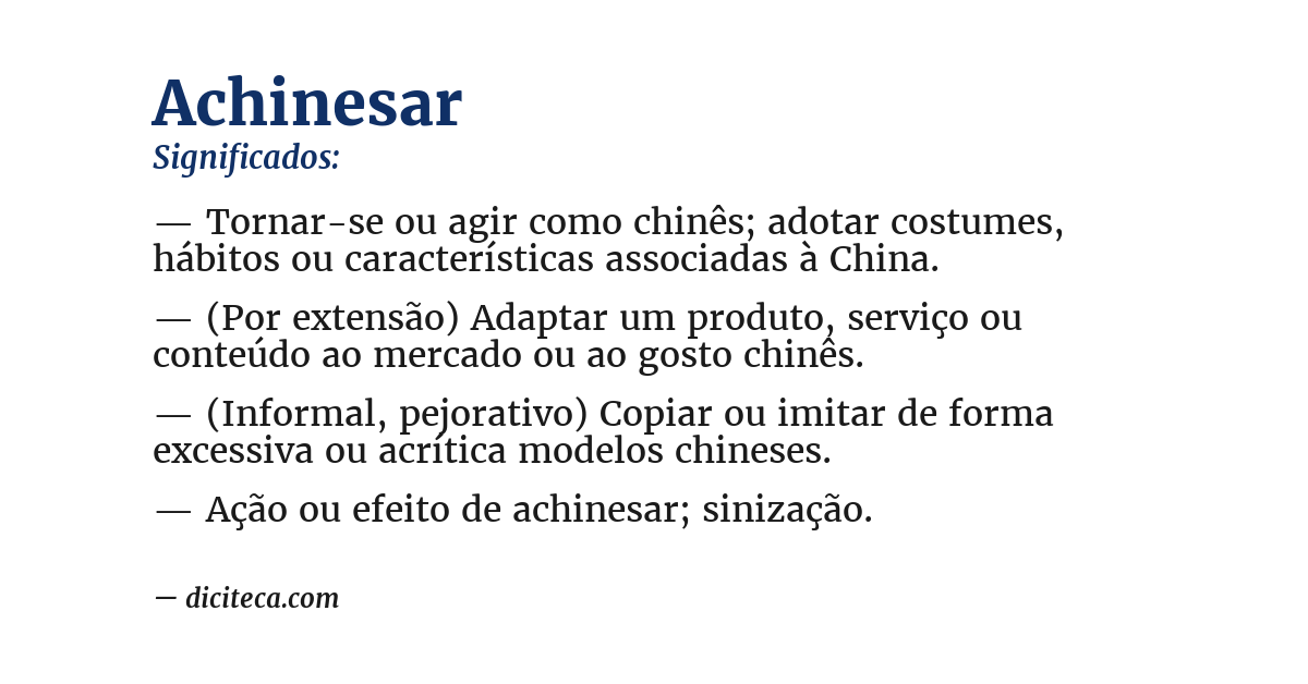 Significado de achinesar