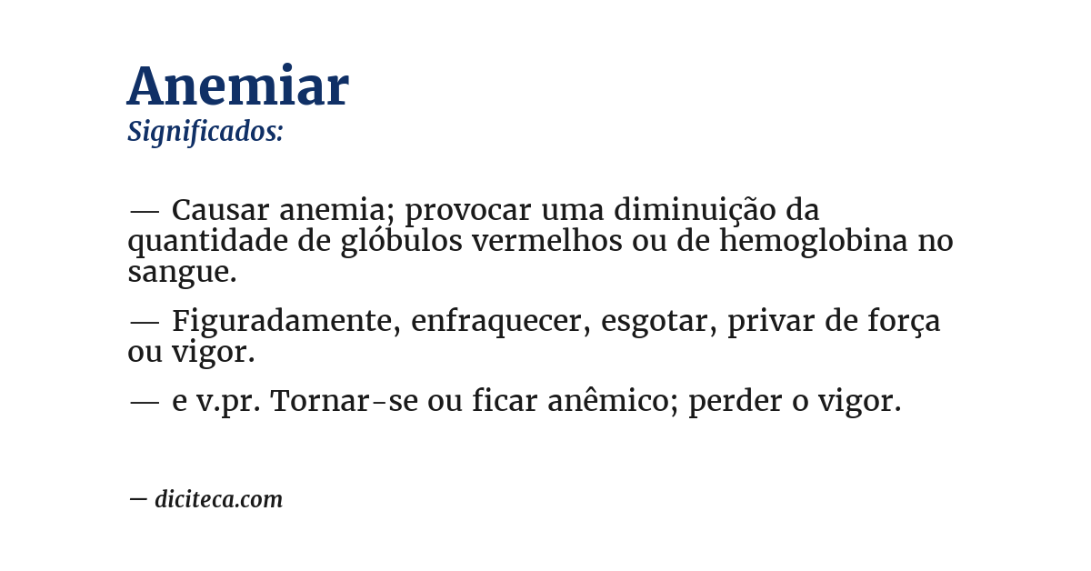Significado de anemiar