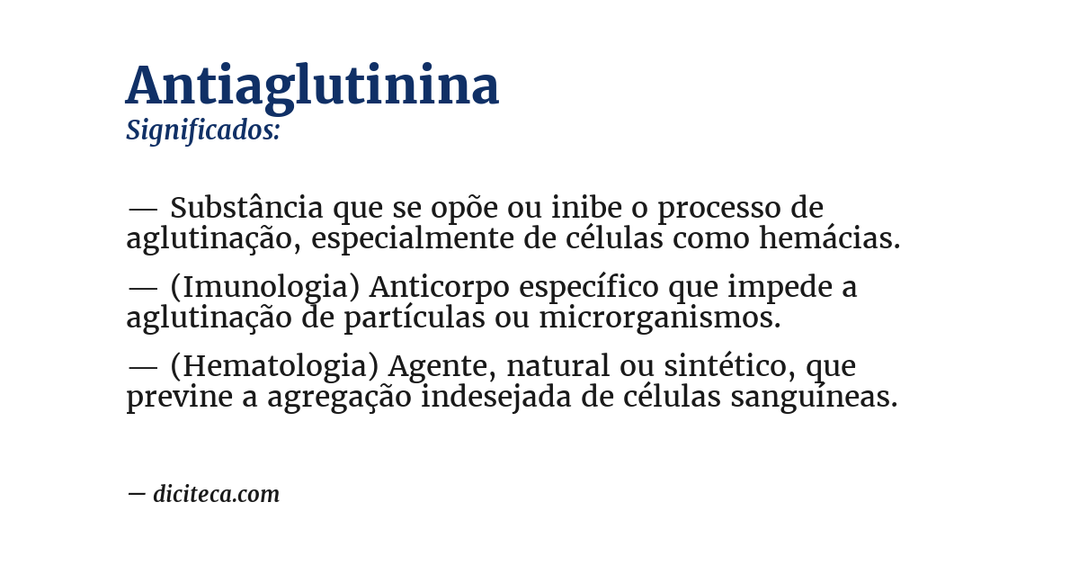 Significado de antiaglutinina