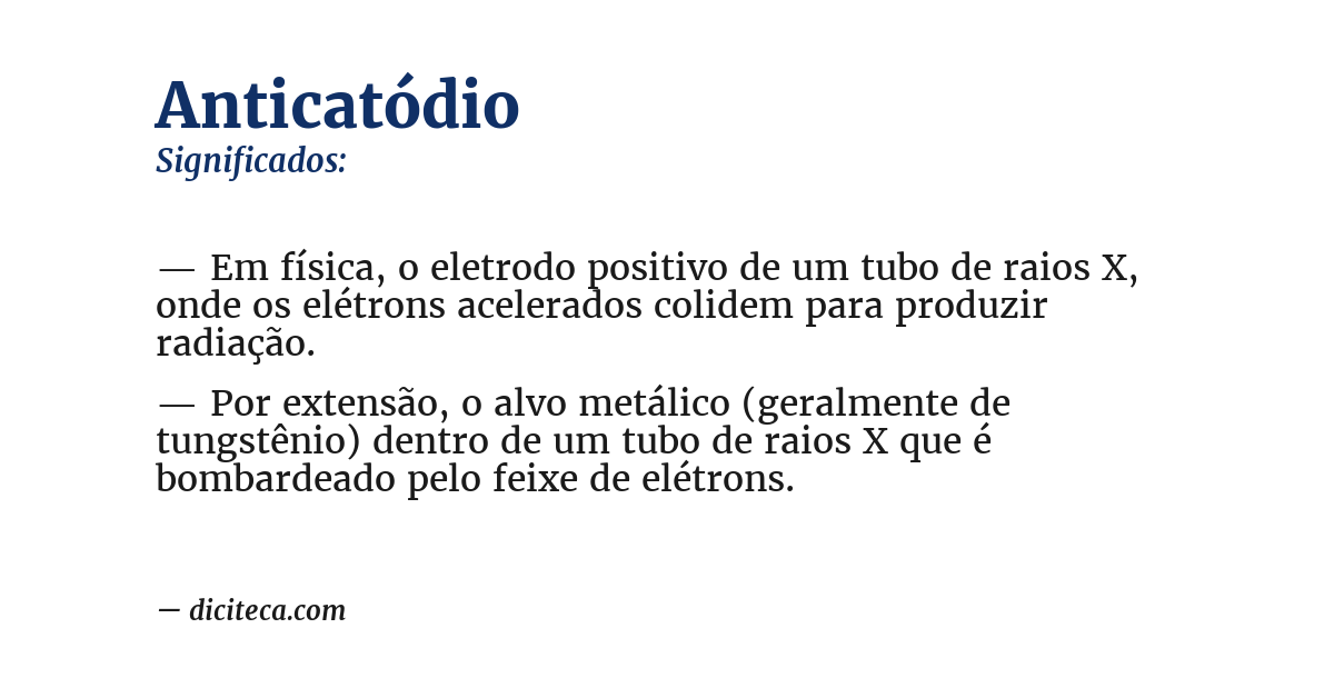 Significado de anticatódio