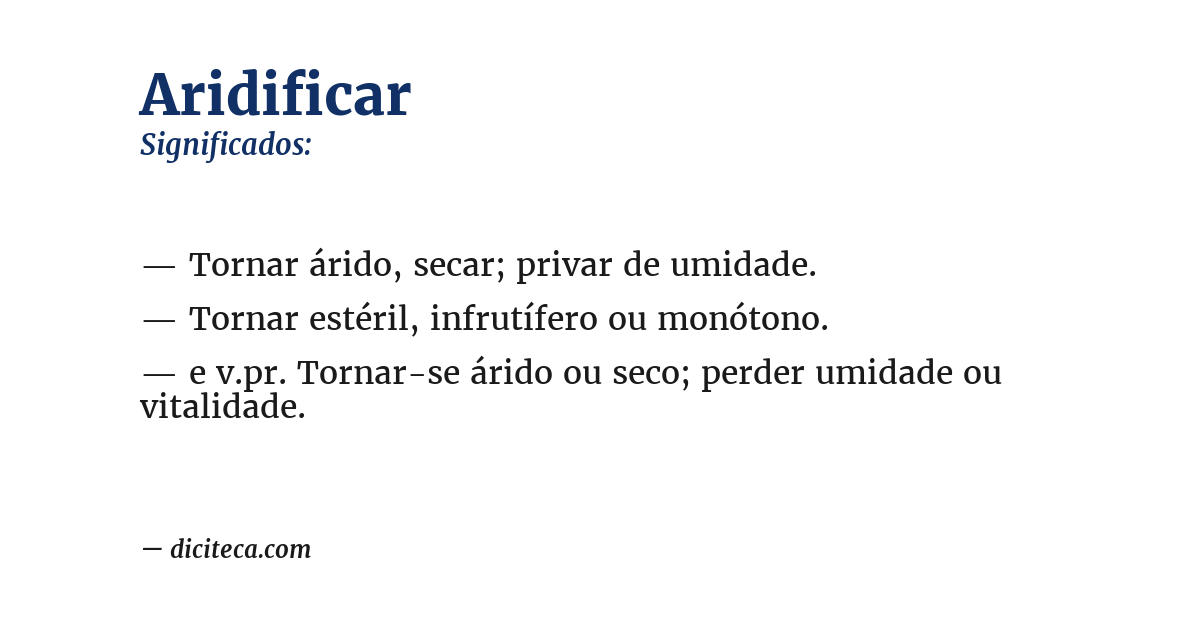 Significado de aridificar