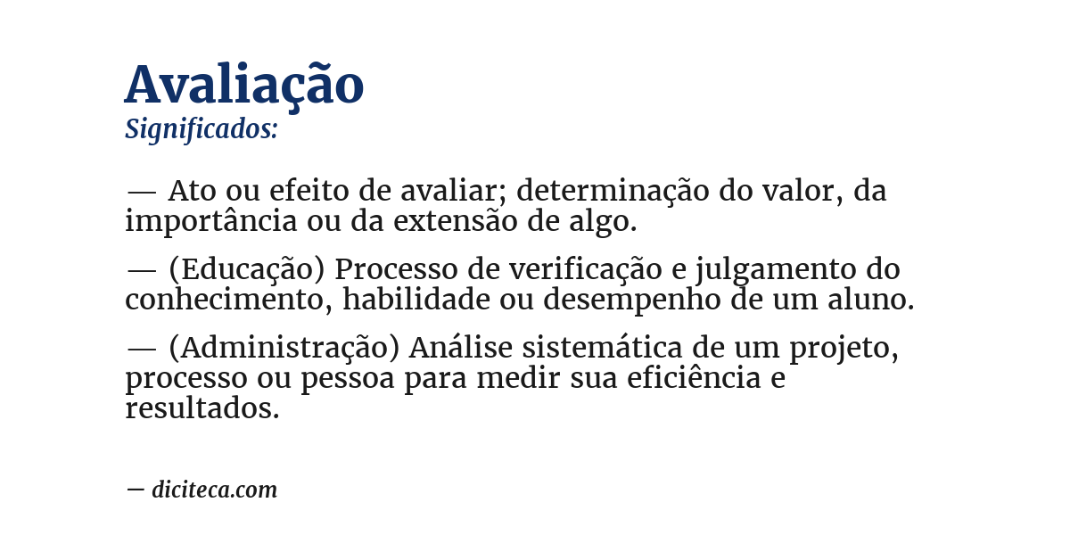 Significado de avaliação