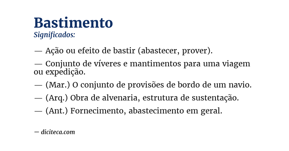 Significado de bastimento