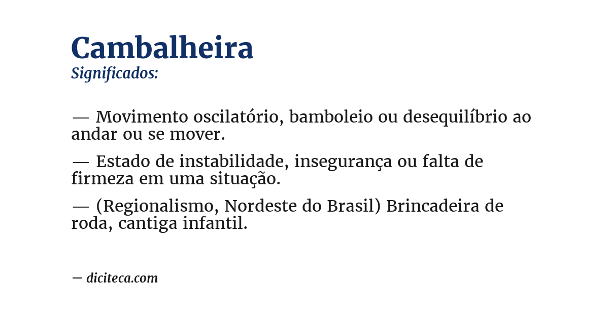 Significado de cambalheira