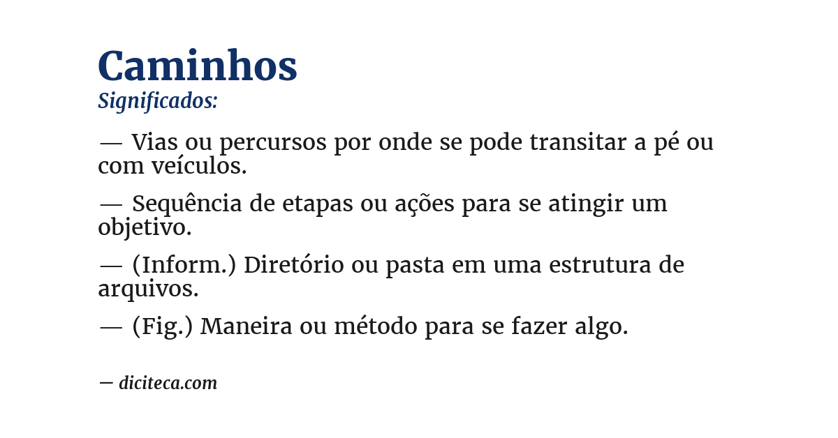 Significado de caminhos
