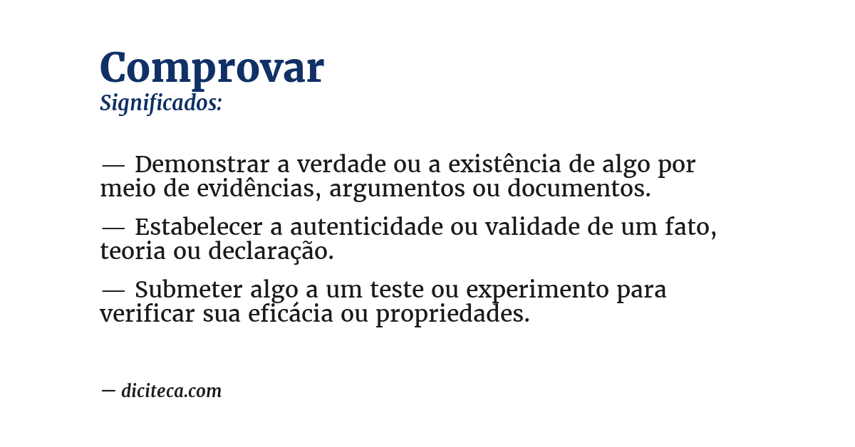 Significado de comprovar